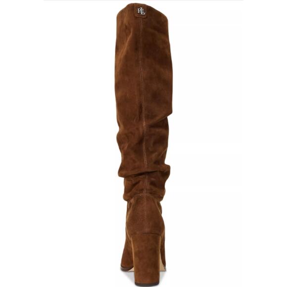 NEW Lauren Ralph Lauren Artizan II Tall Slouch Boot Suede Tabacco Sz 8.5M Brown - Picture 2 of 3